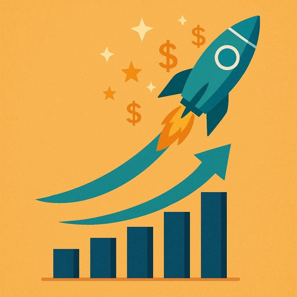 A chart showing a line graph representing investment growth.